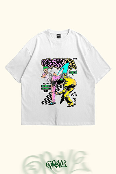 Grove Fashion Unisex Oversize Street Fight Printed T-Shirt
