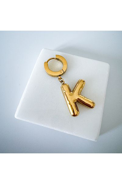 CHARMLUCKY Steel bombed letter K earrings