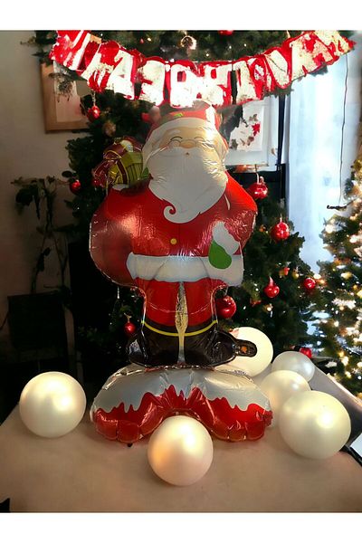 Happyland Christmas Footed Santa Balloon Large Size Christmas Ornaments Santa Claus Shaped Balloon 100cm