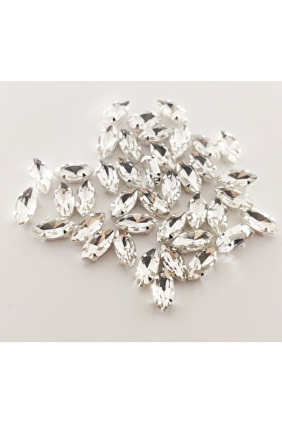 HASAN ERDOĞAN حافظة مكوكية 7 × 15 (1.5 سم) حجر زجاجي قائم 100 قطعة باللون الأبيض