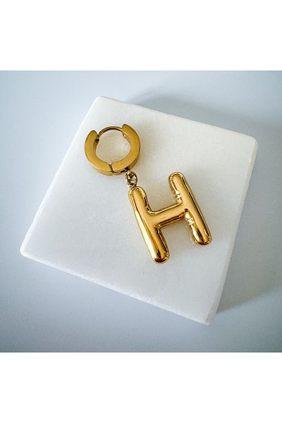 CHARMLUCKY Steel grenade letter H earrings