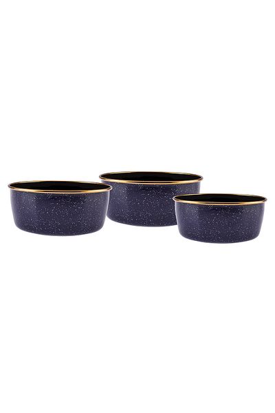Emsan Dots Enamel 3-Piece Bowl Set Navy Blue