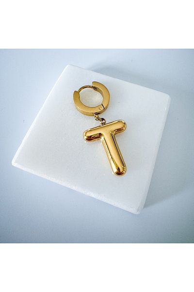 CHARMLUCKY Steel bombed letter T earrings