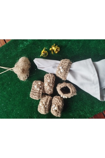 Nympha 6-штучний набір серветкових кілець з перлинними деталями, серветниця