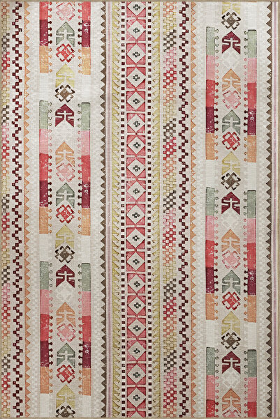Rugs Modern Halı Pink Beige Tone Vertical Stripe Partition Mixed Shape Patter...