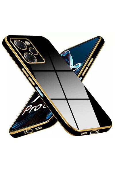 Fibaks حافظة لهاتف Xiaomi Poco X5 Pro 5G ذات حافة لامعة ومطرزة باللون الذهبي وغطاء حماية للكاميرا