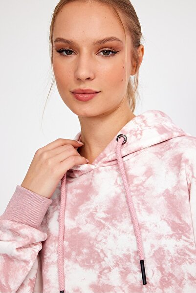 ALEXANDERGARDI BATİK DESENLİ KAPÜŞONLU ŞARDONLU OVERSİZE SWEATSHİRT (UN-757A07)