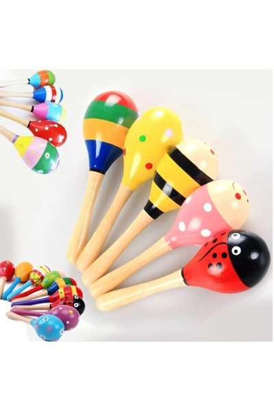 TeknoZar 4lü Renkli Ahşap Marakas Çocuk Bebek Çıngırak Müzik Eğitim