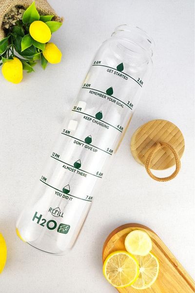 Digithome H2o Fit Glass Flask with Bamboo Lid 1000 ml - H2o75992 C1-1-18
