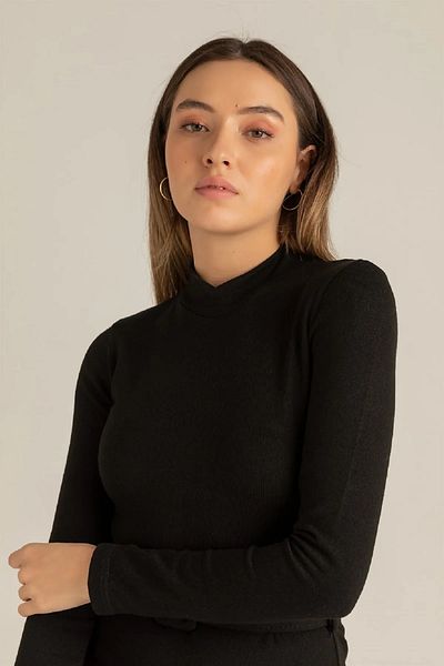 WOMAN VISION Rochie midi, cu mâneci lungi, cu curea, din țesătură acrilică, pentru femei 002