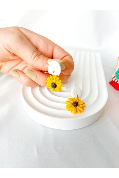 TREND Dangle Yellow Sunflower Polymer Clay Earrings