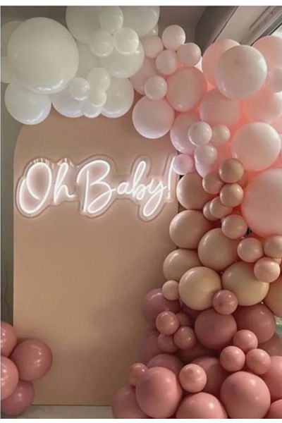 Çemrek Süs Parti Rosewood Pink And White Pastel Balloon Chain 60 Balloons