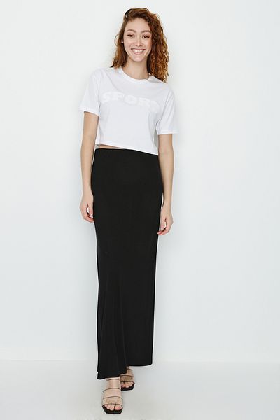 Select Moda Fusta maxi tricotată neagră de damă