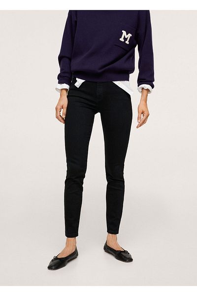 MANGO Woman Women's Black Denim High Waist Skinny Jeans Pants