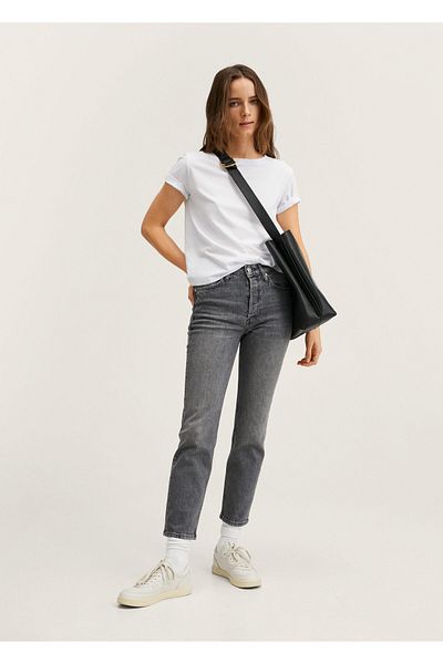 MANGO Blugi slim cu picior scurt, cu talie mijlocie