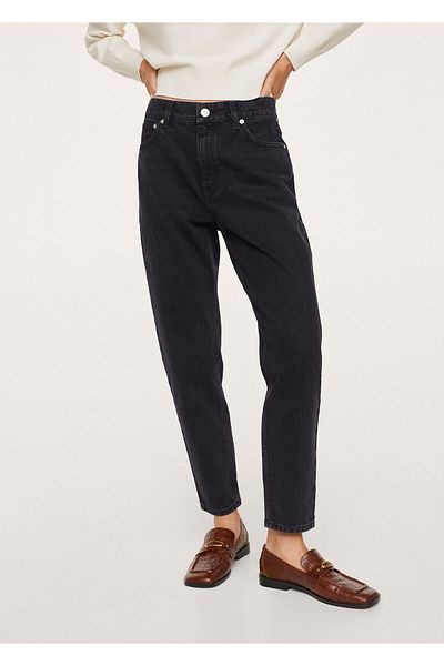 MANGO Woman Women's Black Denim 100% Koton Mom Jean