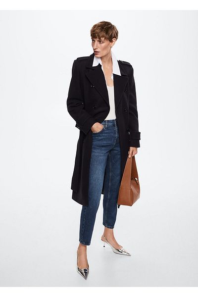 MANGO Woman Blugi Mom Comfort cu talie înaltă