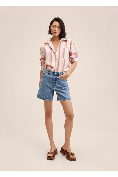 MANGO Woman Pantaloni scurți din denim cu croială dreaptă