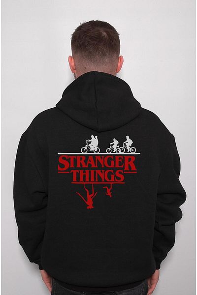 BIGROON Stranger Things Unisex φούτερ με κουκούλα ανάποδη κουκούλα