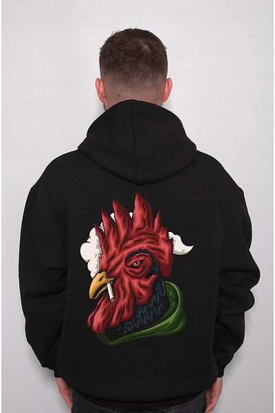 BIGROON Унисекс суитшърт с качулка Rooster Freckled