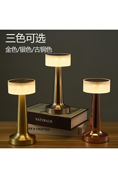 NACG Dekoratif Şarjlı Dokunmatik 3 Renkli Led Masa Lambası Usb Kablolu Abajur ve Gece Lambas