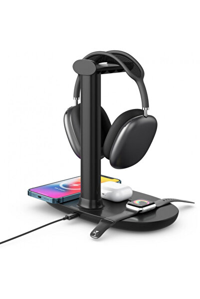 Techmaster 4in1 15w Iphone Airpods Watch Kablosuz Şarj Ve Kulaklık Stand B15a