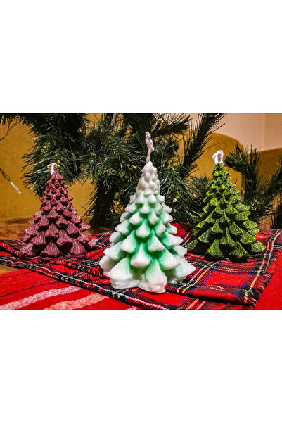 Çam Ağacı 3'lü Kokulu Mum Seti Yılbaşı Konseptli Pine Tree Candle