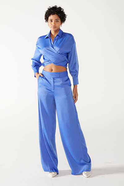 PAULMARK Saten Çizgili Takım Pantolon