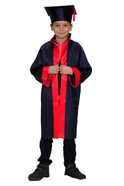 Mezuniyetshop قبعة التخرج Cübbe المدرسة الابتدائية الأزرق الداكن الأحمر