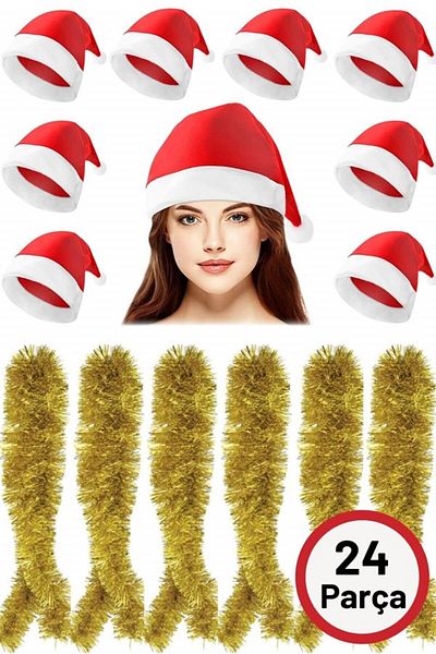 Partifabrik Christmas Hat and Neck Glitter Set of 12 Christmas Party