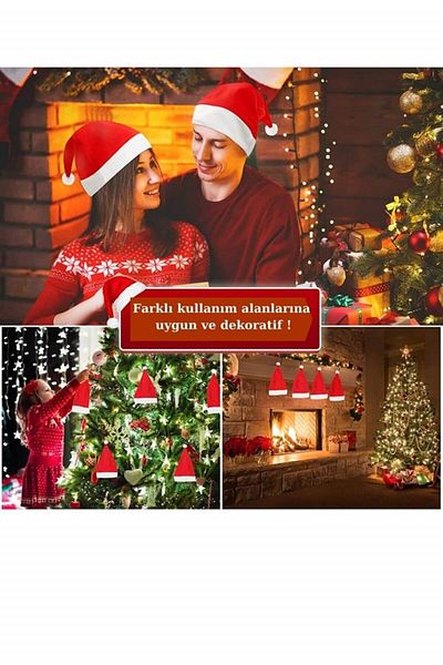 Partifabrik Christmas Hat Plush Santa Hat Party Set of 12