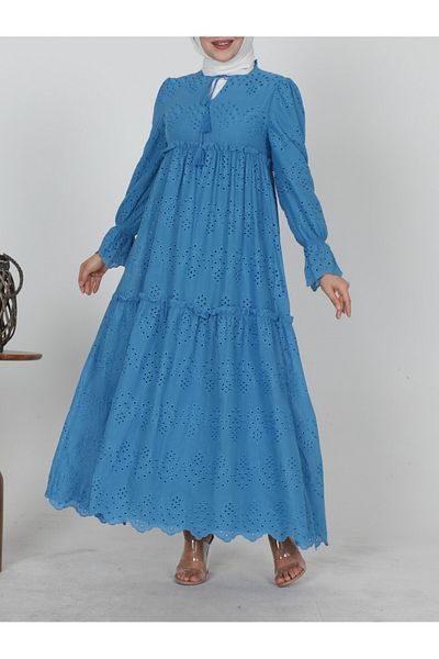 Modamorfo Lace Detailed Lined Layered Openwork Dress