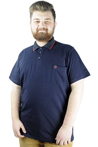 ModeXL Mode Xl Μπλουζάκι μεγάλου μεγέθους Polo Lycra Single Jersey Pocket 21558 Navy Blue