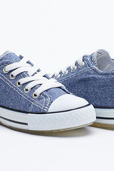 Tonny Black Çocuk Unisex Kot Mavi Işıklı Bağcıklı Spor Ayakkabı Tb998