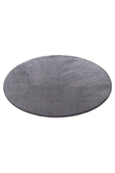 Valery Home Anthracite Plush Round Comfort Overlocked Runner Rug