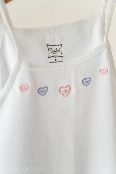 Tutku Tricou pentru fetiță brodat cu bretele de frânghie