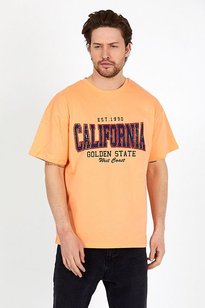 COMBİNE MİCHAİL Tricou supradimensionat unisex cu imprimeu somon