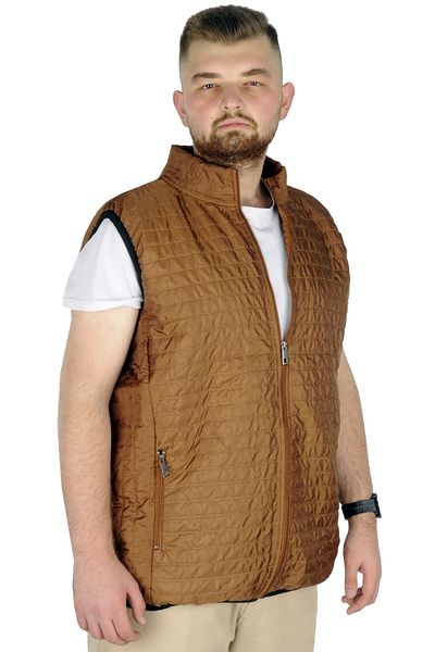 ModeXL Mode Xl Ανδρικό Γιλέκο Μεγάλου Μεγέθους με Καπιτονέ Γιακά 22601 Καφέ