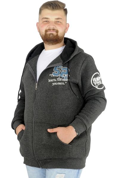 ModeXL Mode Xl Ανδρικό φούτερ με κουκούλα με φερμουάρ You Earn 22521 Antramelange