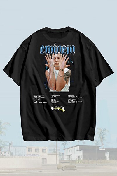 Grove Fashion تي شيرت Eminem Tour ذو وجهين للجنسين مقاس كبير