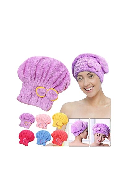 mrtbilisim Шапка за сушене на коса, кърпа за глава, шапка за душ, шапка за сушене на мокра коса от микрофибър, съвместима с всички типове коса