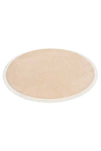 Valery Home Beige Color Vl Round Comfort Plush Fringed