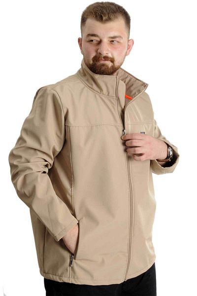 ModeXL Mode Xl Large Size Ανδρικό Παλτό Αδιάβροχο Softshell 21232 Μπεζ