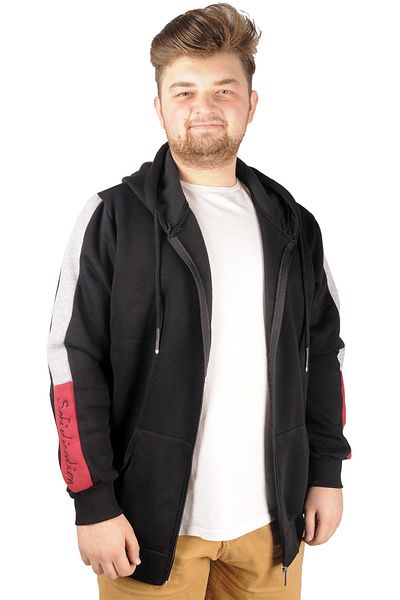 ModeXL Mode Xl Ανδρικό φούτερ με κουκούλα με κομμένο κέντημα 21514 Μαύρο