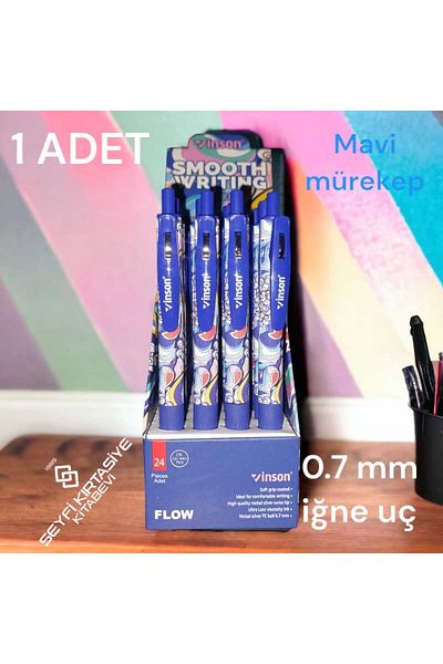 Flow PATTERNED PUSH-ON BLUE COLOR GEL INK NOBLE PEN 1 PIECE