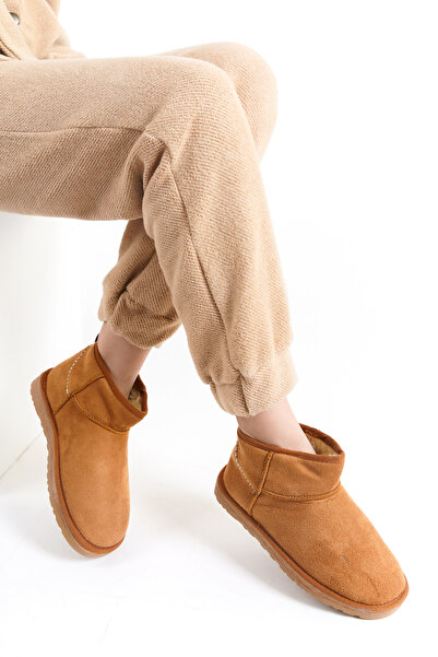 marinarosse Mini Kadın Taba Süet İçi Tüylü Kısa Bot