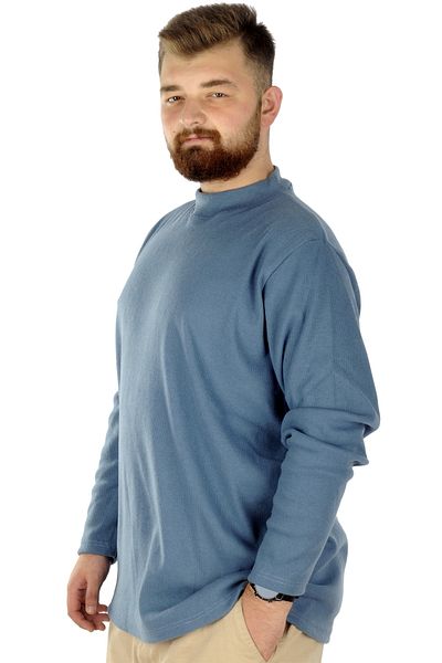 ModeXL Mode Xl Large Size Μακρυμάνικο Μισό Ψαρά Πουλόβερ 22558 Μπλε