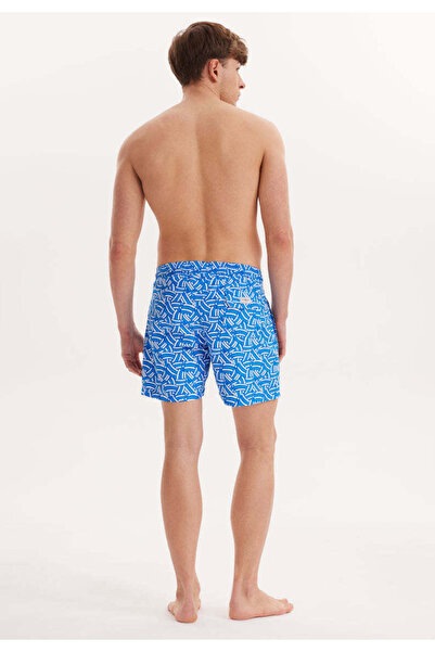 WESTMARK LONDON Mavi Geometrik Desenli Regular Fit Erkek Deniz Şortu Wmgeometrıc