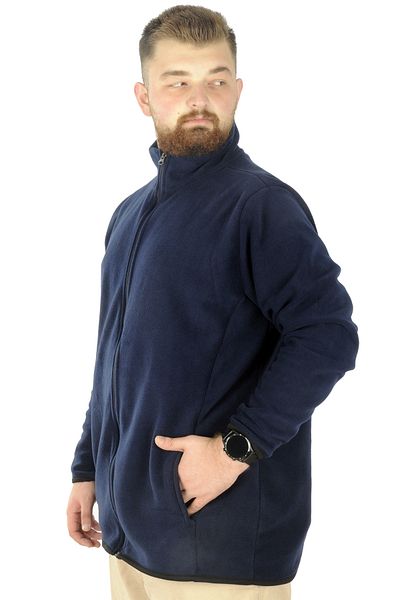 ModeXL Mode Xl Large Size Ανδρικό φερμουάρ Fleece Cardigan Stand γιακά 22550 Navy Blue