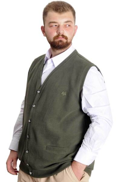 ModeXL Mode Xl Large Size Men's Vest with Puppy Thessaloniki Buttons 20545 Khaki